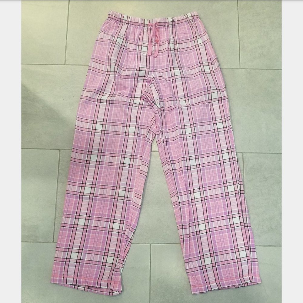 Pink plaid light cotton pajama pants